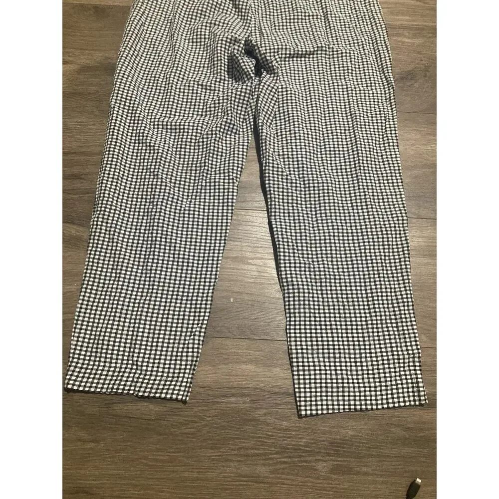 Free People Pants Womens Size 6 Black White Plaid Tie Waist High Waisted Gingham